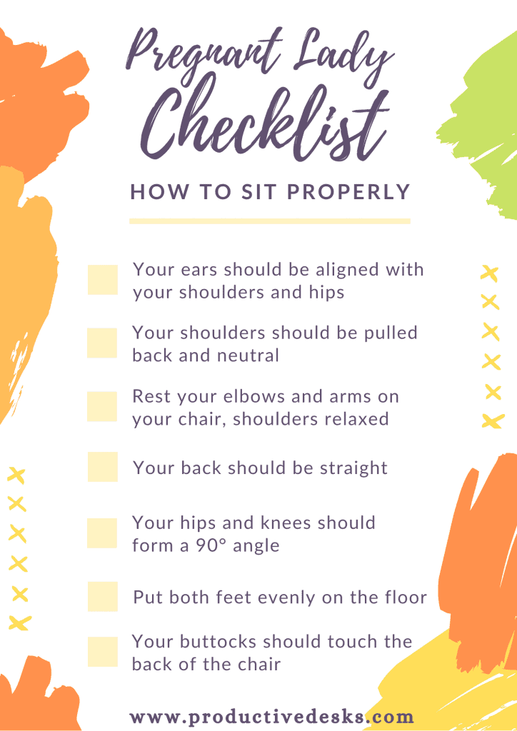 Checklist how to sit properly at a desk when pregnant